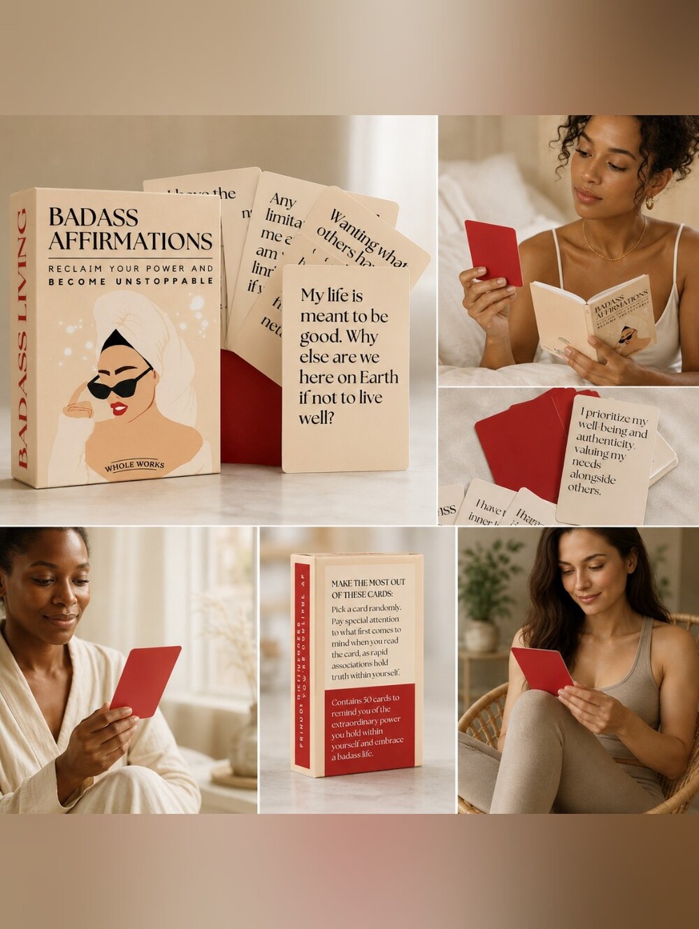 🍎 NEW 50 Cards Badass Mastery Affirmation Women Inspirational Daily Motivation